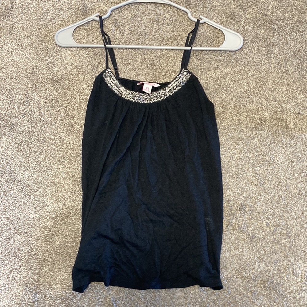 Candie’s XS Black Rayon Tank Top Camisole with Silver Beaded Detail